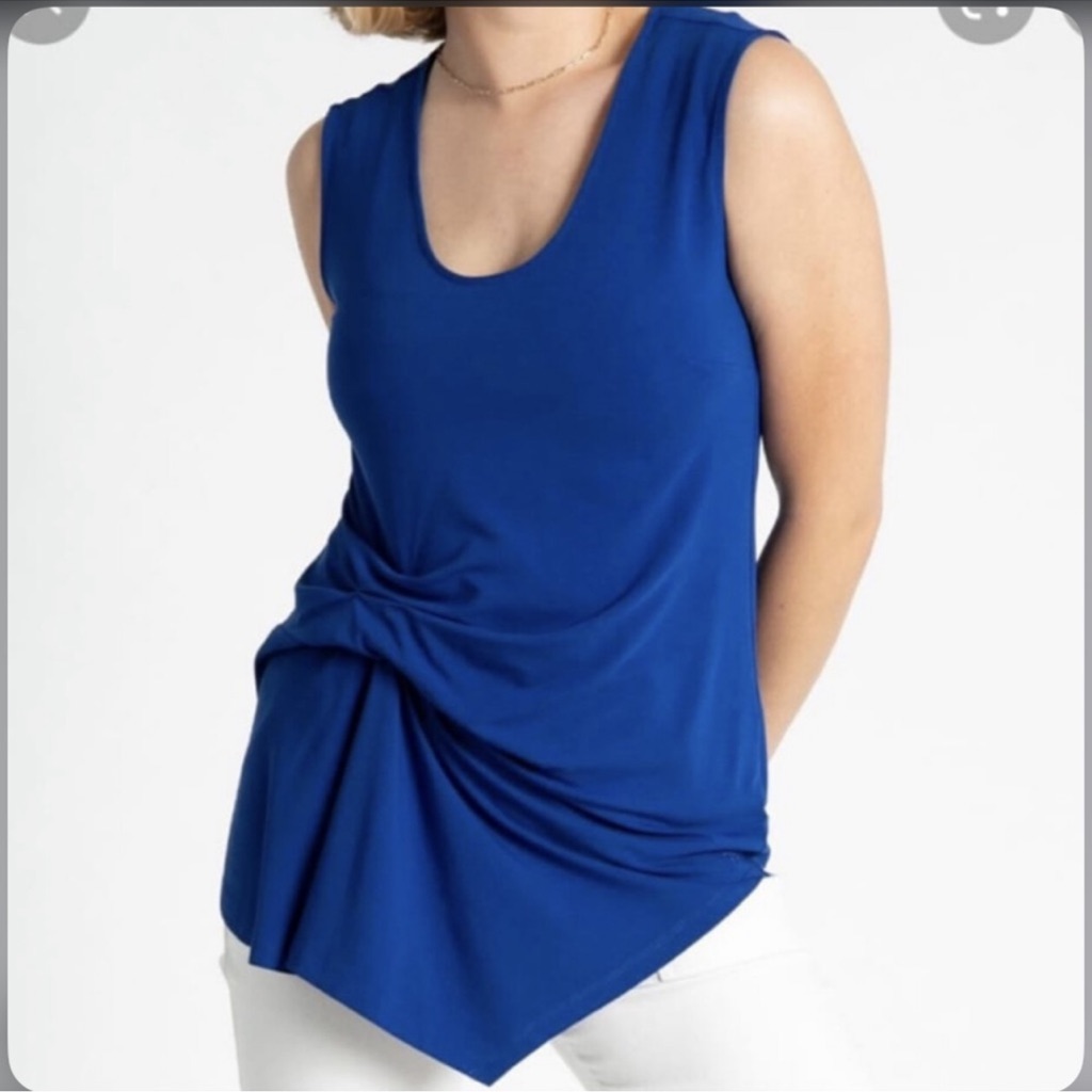 Betabrand Betabrand Jodie Tank Top Size Xl Royal Blue Asymmetrical Hem Scoop